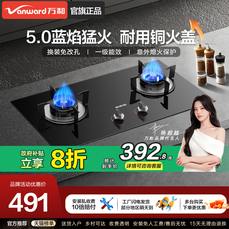 万和新品家用燃气灶天然气煤气灶双灶嵌入台式液化气猛火灶具X1