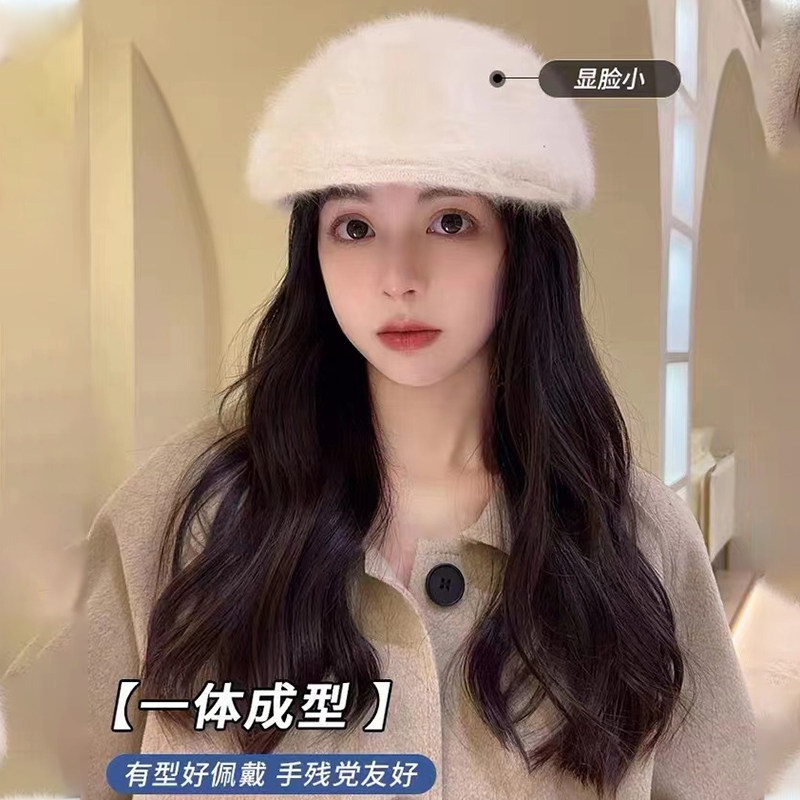 春秋冬季女士兔毛贝雷帽柔软经典复古时尚优雅礼帽纯色潮流日韩帽