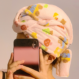 可爱小熊珊瑚绒超吸水干发帽儿童学生洗澡浴室好物速干吸水干发巾