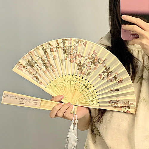 新中式折叠扇子古风夏天汉服女旗袍舞蹈扇随身便携拍照中国风折扇