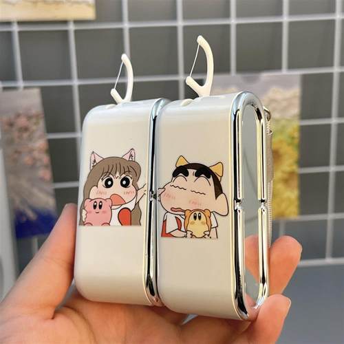 高颜值小新弹出式牙线盒卡通牙线收纳盒带镜子便携盒自动弹出随身