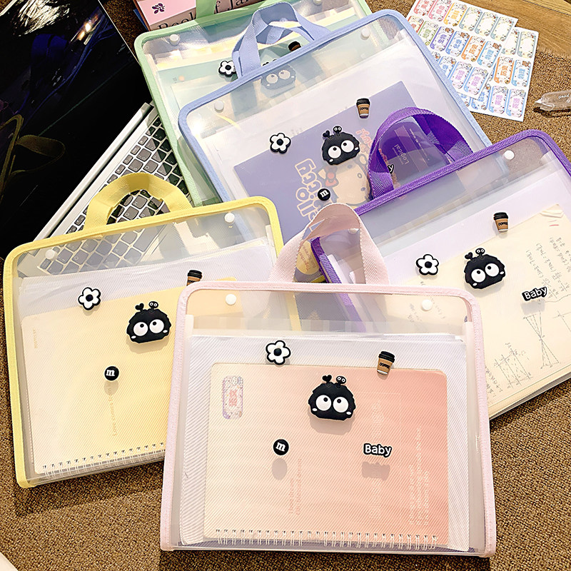 新款多巴胺ins可爱卡通透明A6文件袋学生上学试卷收纳煤球风琴包,文具电教/文化用品/商务用品,风琴包/事务包,淘宝优惠券,粉丝福利购,淘宝优惠卷
