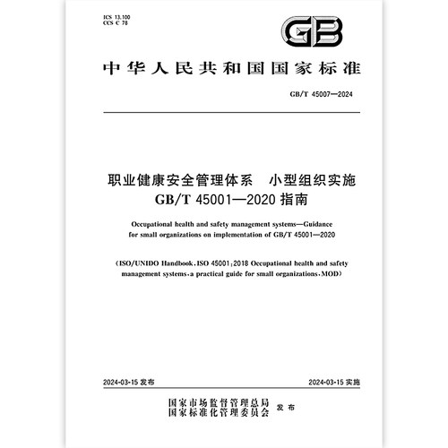 GB/T 45007-2024 职业健康安全管理体系 小型组织实施GB/T 45001-2020指南