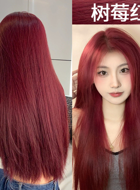 潮发型宝哥树莓红染发剂酒红色黑紫色自己在家染发膏植物女生专用