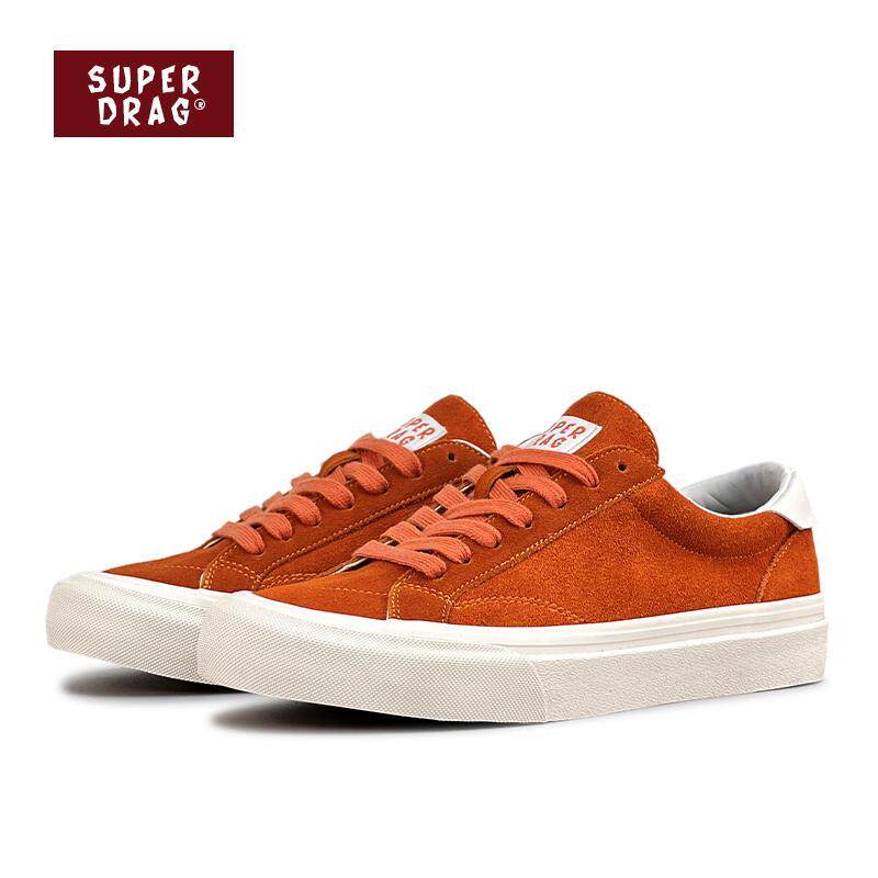 脏橘复古翻毛皮帆布鞋男女低帮休闲耐磨街头滑板鞋