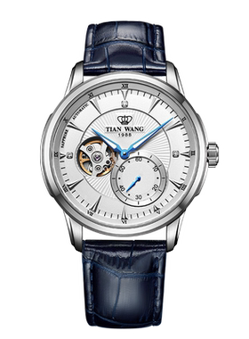 天王轮时代1988款镂空蝴蝶扣皮带表商务自动机械手表男5963