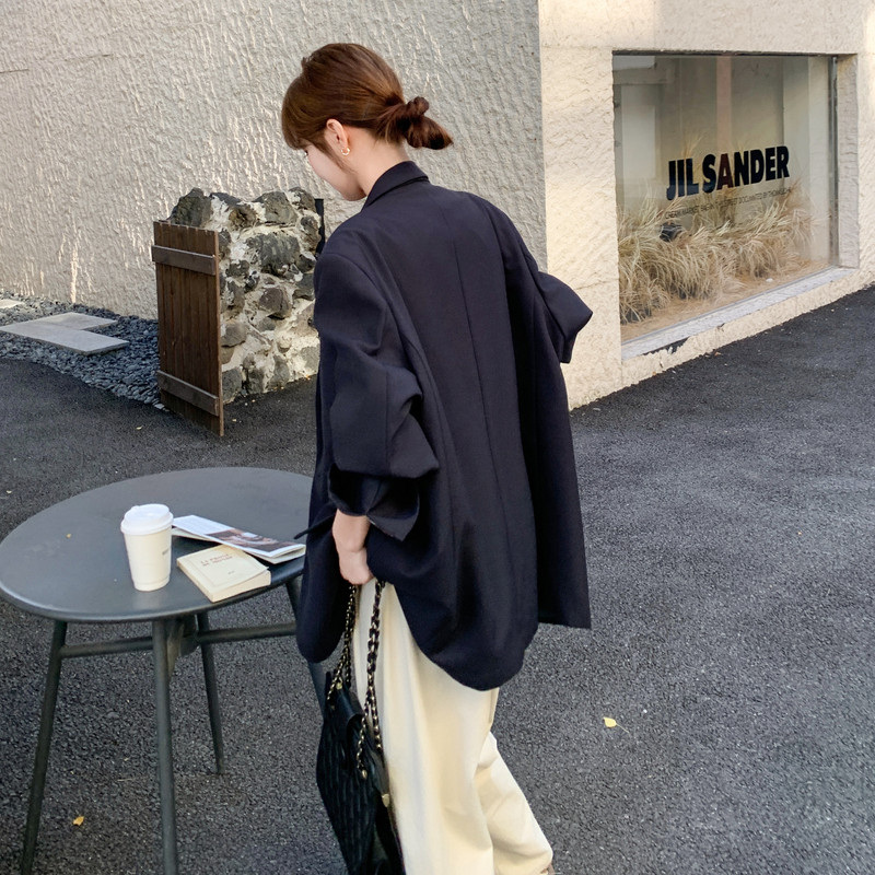 韩系高级感廓形西装外套女2025秋季新款松弛感宽松休闲百搭小西服,女装西装,2C196