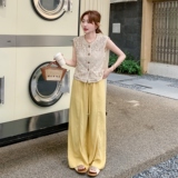 设计感钩花镂空马甲休闲裤套装女2025夏新款韩系轻熟风气质两件套，女装套装/套裙，2C196