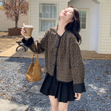 洋气时髦范休闲豹纹圆领外套女独特设计2025秋新款巨好看减龄夹克，女装短外套，2C196