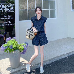 时尚套装休闲套装高腰西装炸街牛仔减龄显瘦女装宽松小香风气质图片