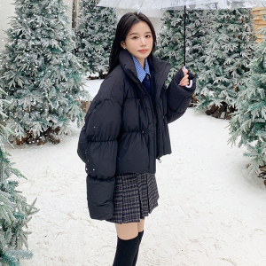 超好看设计感黑色短款羽绒服女冬2024新款肯豆风时尚白鸭绒厚外套图片