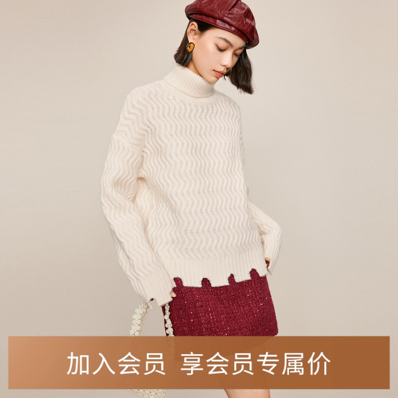 设计感扭花毛衣伊芙丽高领