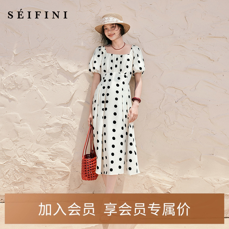 诗凡黎波点连衣裙2024年夏季款显瘦法式高端精致裙子高级感女