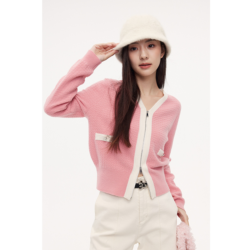 【商场同款】诗凡黎新款双拉链小香风针织开衫女3EA632731