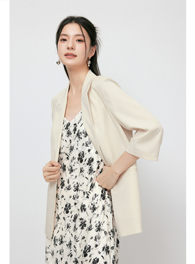 【商场同款】诗凡黎白色职业感西装2024夏新款气质外套3F4510611