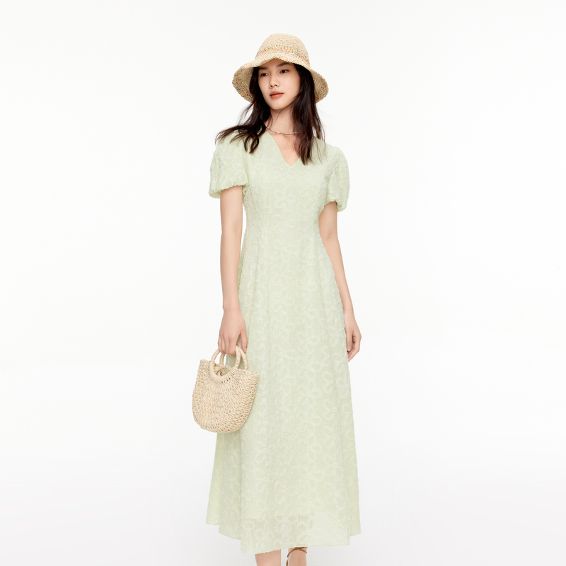 泡泡袖仙女裙长裙高级感