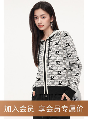 【商场同款】诗凡黎老钱风针织开衫2023冬新款连帽上衣3EA632241