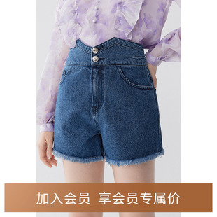【心动丹宁】诗凡黎牛仔短裤2024秋设计感直筒小个子短裤女秋