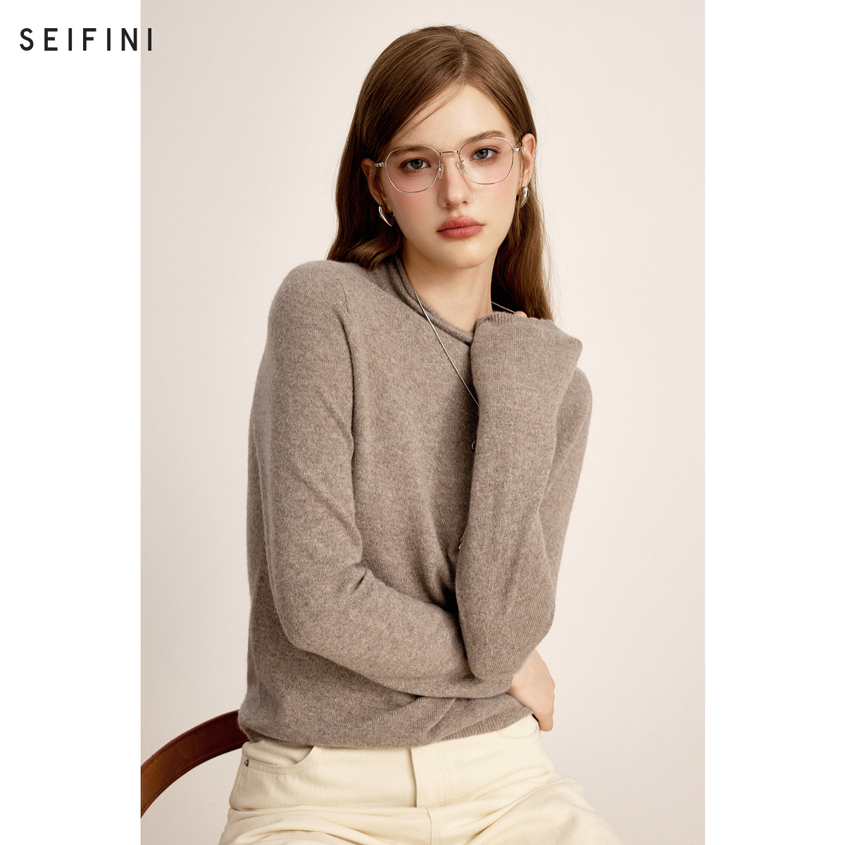 【商场同款】诗凡黎山羊绒针织衫2024冬新款打底衫女3FA533132R