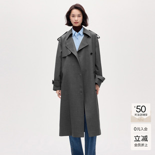 伊芙丽休闲气质穿搭风衣女装25春季新款时尚宽松外套1F9960531Q