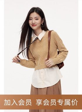 【商场同款】诗凡黎假两件学院风针织衫2023年冬新款女3EA232211