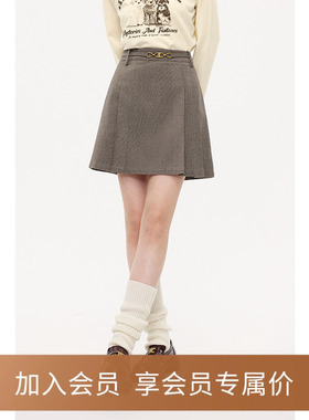 【商场同款】诗凡黎半身裙2023年冬新款通勤压褶短裙女3EA641891