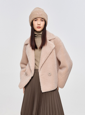 【商场同款】伊芙丽美拉德时尚粉色毛毛短外套女秋季1EB212021