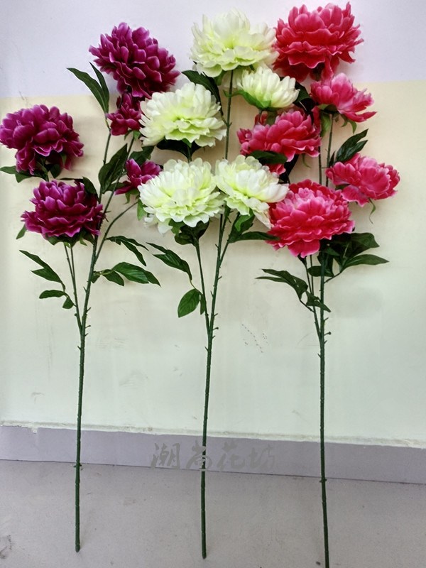 仿真富贵大牡丹花长枝花束佛堂假花落地摆放客厅装饰花婚庆插花,家居饰品,仿真花/假花,淘宝优惠券,粉丝福利购,淘宝优惠卷