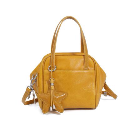 【张丫丫优选】复古油蜡皮小众设计大容量通勤女包2692-柠檬黄