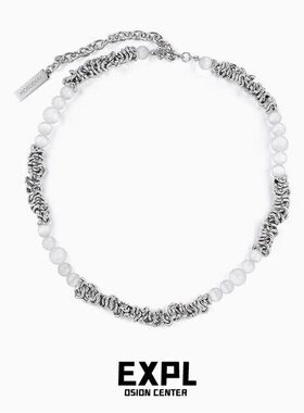 【张丫丫优选】猫眼石个性不规则荆棘ins轻奢嘻哈钛钢项链D-1683