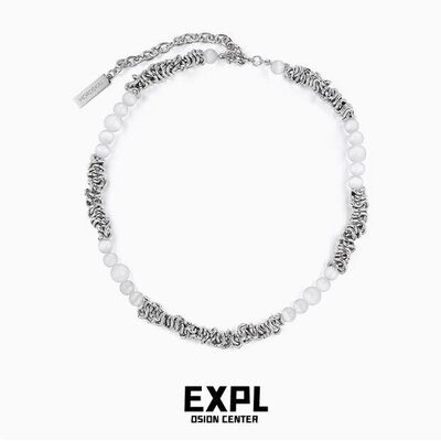 【张丫丫优选】猫眼石个性不规则荆棘ins轻奢嘻哈钛钢项链D-1683