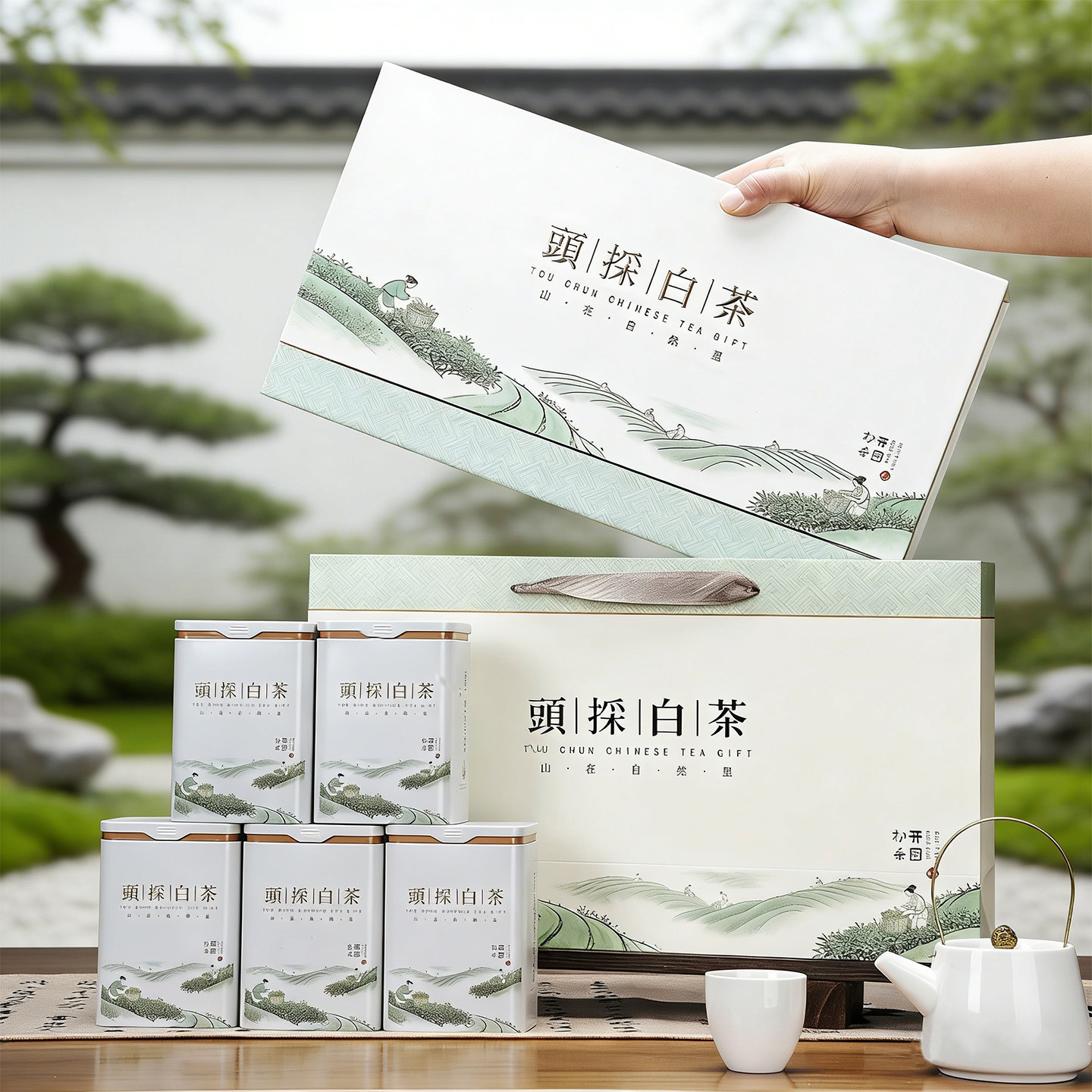 安吉白茶半斤空礼盒高档可定制图片