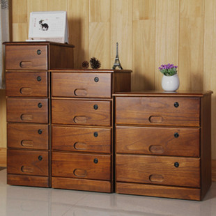 实木质抽屉式 收纳柜子三四五多层带锁木制窄家用矮储物柜小卧室