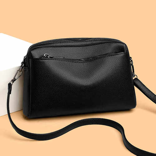 单肩斜挎包女2025秋冬新款柔软两色时尚质感休闲大容量小方背包