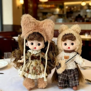 OB11小洋娃娃12分bjd换装14厘米衣服套装女孩多关节玩偶玩具娃衣