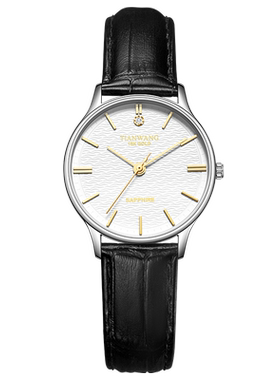 送女生18K金真钻天王金标送福真皮女士石英手表女款生日礼物31331