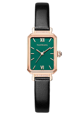 送女生天王石英女士手表女款复古迷你小方绿表生日新年礼物31283