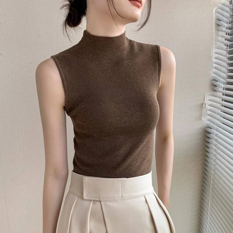 女背心无袖堆堆领2023高领搭打底衫秋冬新款内坎肩针织修身,女装/女士精品,抹胸,淘宝优惠券,粉丝福利购,淘宝优惠卷
