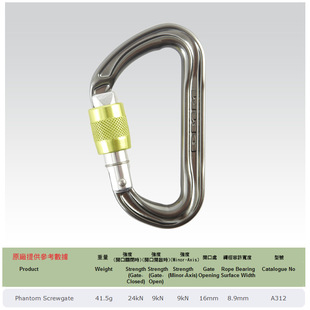 大洋户外英国DMM A312 D型环 攀岩挂扣 户外登山快挂 多用挂扣