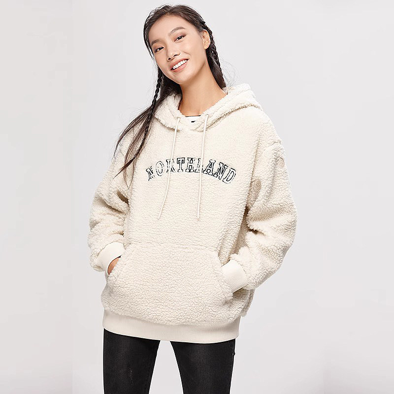 诺诗兰仿羊羔绒保暖抗静电卫衣