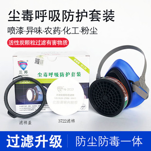 三邦330D防毒面具防尘喷漆面罩化工工业气体防护活性炭猪鼻子口罩