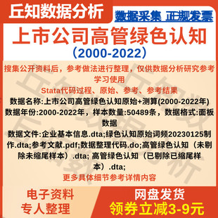 高管绿色认知2000-2022上市公司数据文本分析词频stata 面板原始