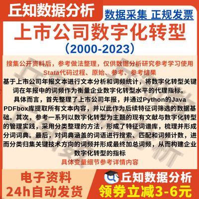 上市公司数字化转型2000-2023数据 年报关键词词频提取 Stata整理