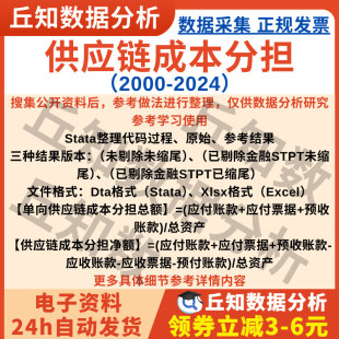 企业供应链成本分担2024 Excel结果 2000年上市公司数据Stata代码
