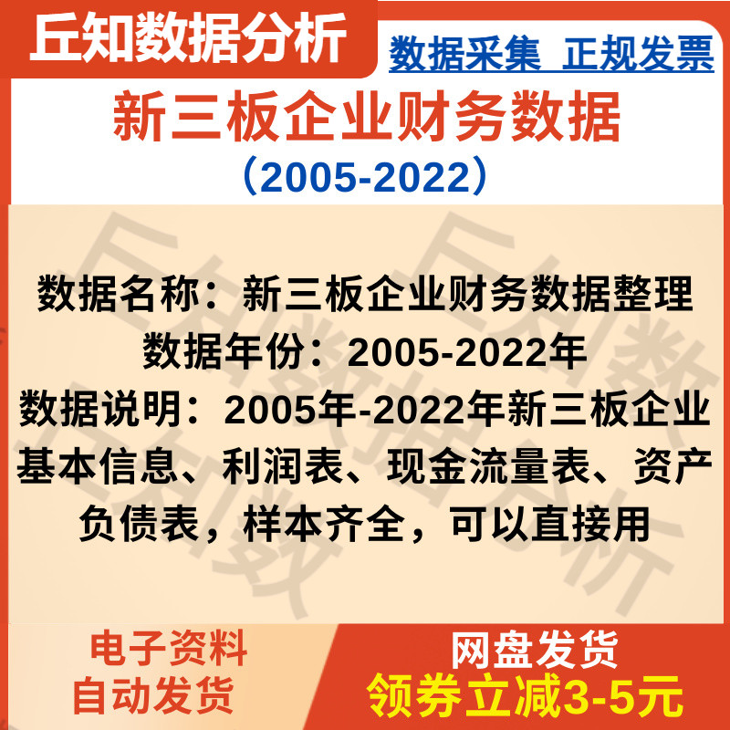 新三板企业财务数据整理2005-2022基本信息利润现金流量资产负债