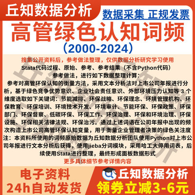 高管绿色认知2024-2000上市公司年报词频数据含Stata代码数据参考
