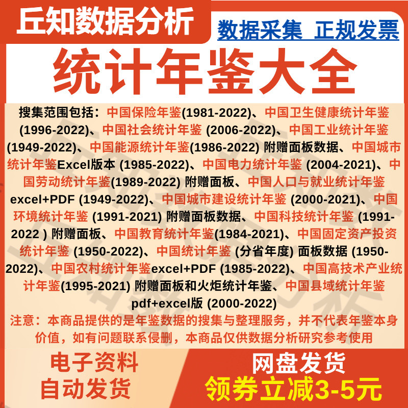 统计年鉴大全工业能源保险城市县域农村劳动教育科技环境电力社会-封面