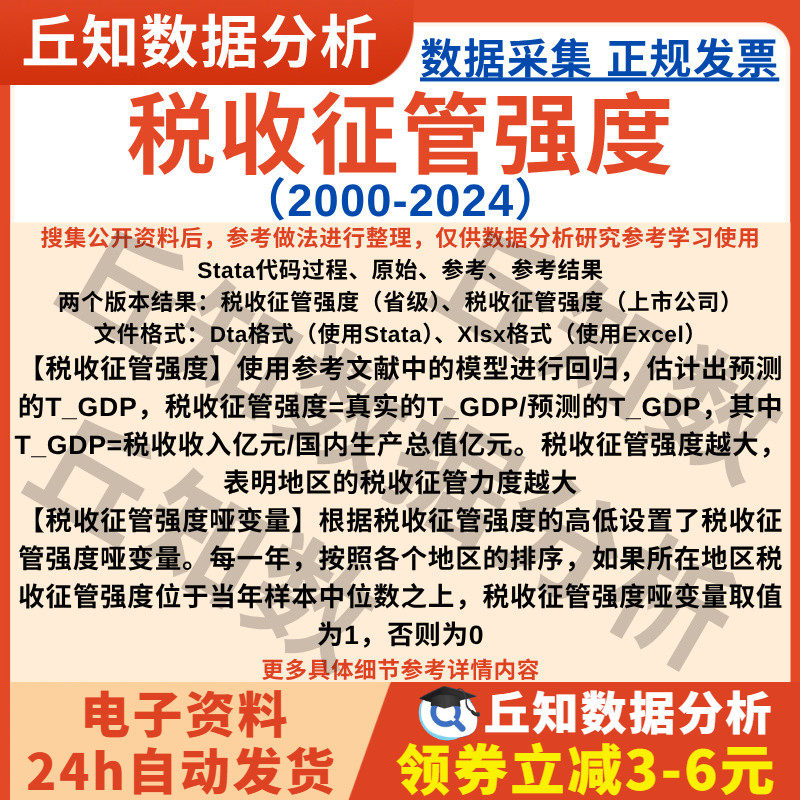 税收征管强度2024-2000上市公司企业版/省级版Excel数据stata代码