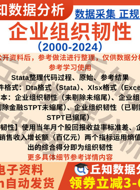 企业组织韧性2024-2000上市公司数据含参考Stata熵值法整理含代码