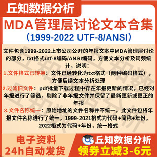 上市公司年报MDA管理层讨论与分析文本2022-1999 TXT UTF-8/ANSI